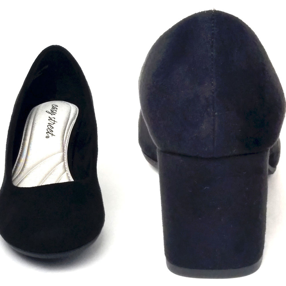 Easy Street Proper Pumps Black Super Suede 8W - Picture 5 of 8